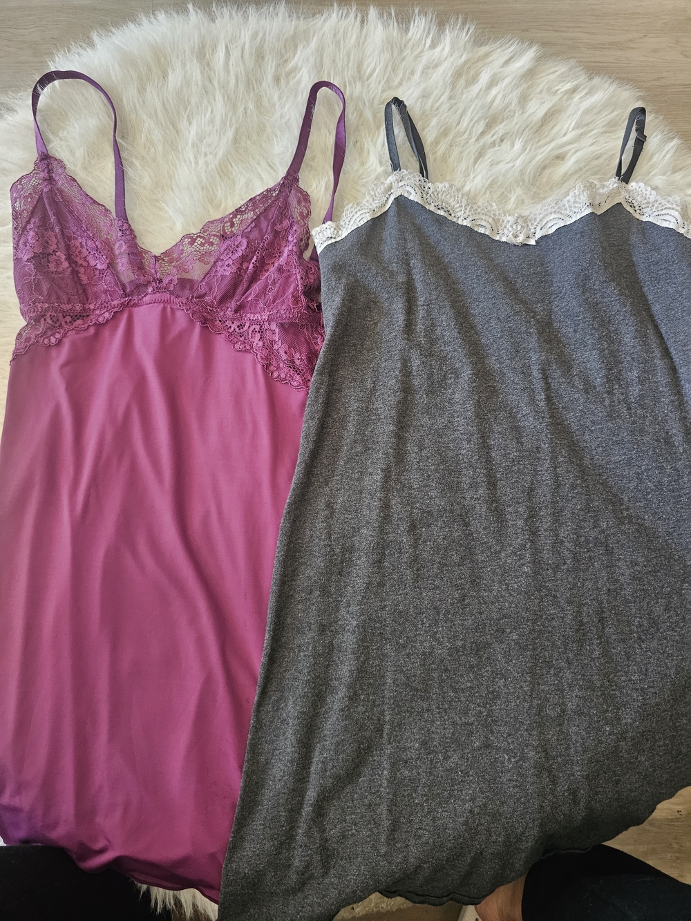 H&M Lace Trim Chemises in Fuchsia and Charcoal